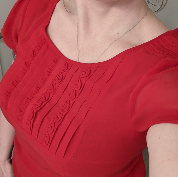 Red sheer blouse - Picture 4 of 5